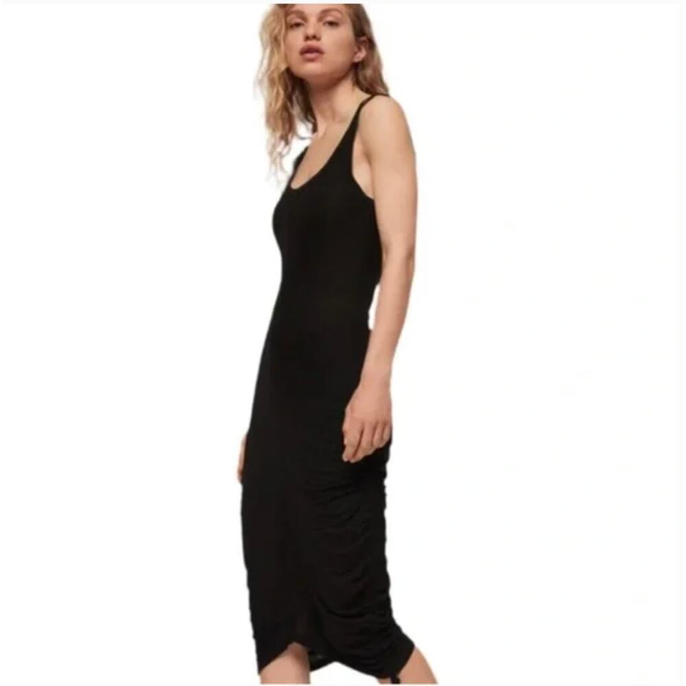 ALLSAINTS | Ola Dress Sleeveless Pullover MIDI Bodycon Side Ties Dress Black - Picture 2 of 8